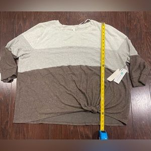 Nine Britton Araya Tie Front Brushed Knit Top Women's Size 3X 3/4 Sleeve New